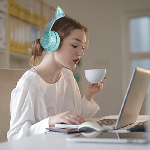 [Gradient Green] Écouteurs vert dégradé pour les oreilles de chat | Longue autonomie | Pliable et stockable | Compatible avec les