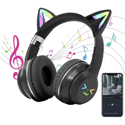 Casque d'écoute pour chats Black gradient | Chargement rapide de type C | Microphone rétractable | Compatibilité multiplateforme PS5/Switch |