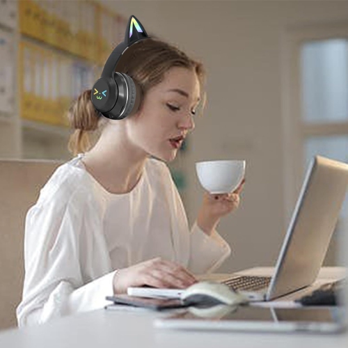 Casque d'écoute pour chats Black gradient | Chargement rapide de type C | Microphone rétractable | Compatibilité multiplateforme PS5/Switch |