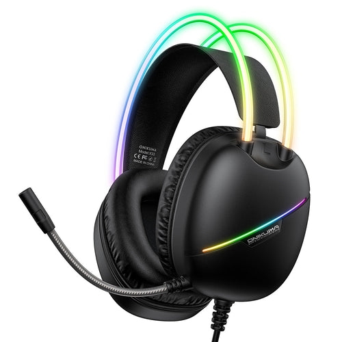 [Esports Immersion] Black wired gaming headset | 50mm high-precision driver unit | Noise-cancelling microphone | Multi-platform compatibility | RGB