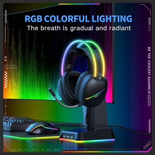 [Esports Immersion] Black wired gaming headset | 50mm high-precision driver unit | Noise-cancelling microphone | Multi-platform compatibility | RGB