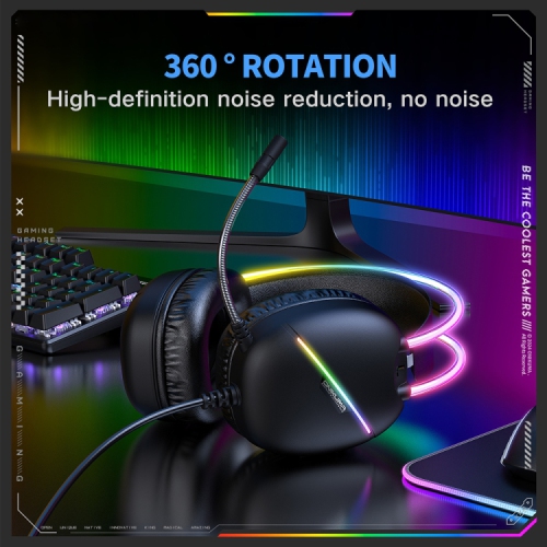 [Esports Immersion] Black wired gaming headset | 50mm high-precision driver unit | Noise-cancelling microphone | Multi-platform compatibility | RGB