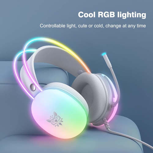 Headset Gaming Headset, Stereo Surround Sound - 50mm Drivers, Noise Cancelling Microphone, RGB Gradient Dynamic Lighting, Lightweight Body -