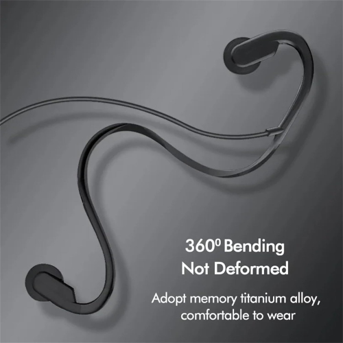 Wired Bone Conduction Earphones, HD Digital Calling, Compatible with Computer, Phone and Tablet - Black - Type-C Port, Built-in Microphone - With