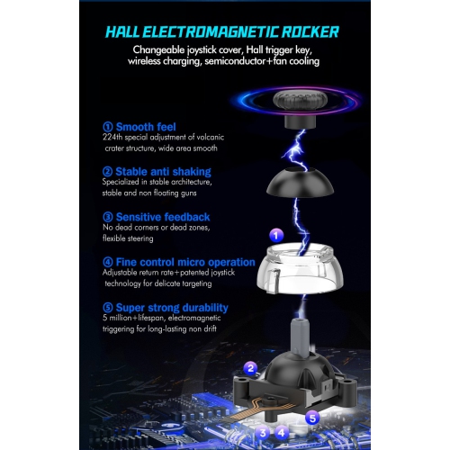 X5 elastic handle, wireless Bluetooth fast charging, Hall rocker, six-axis dual vibration, semiconductor heat dissipation game controller - white +