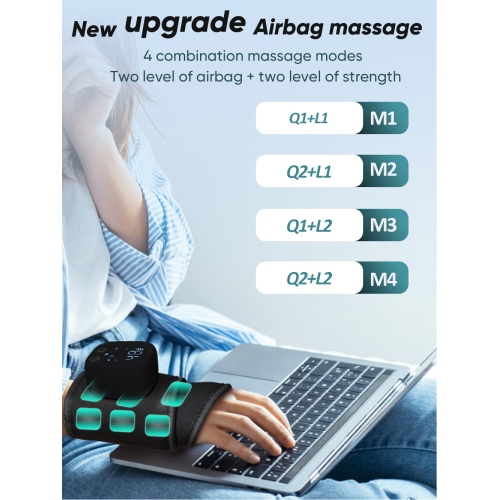 Appareil de massage au poignet EMS chauffant pour soulager la ténosynovite Airbag fascia électrique Poignon masseur au poignet masseur multipoint