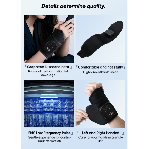 Appareil de massage au poignet EMS chauffant pour soulager la ténosynovite Airbag fascia électrique Poignon masseur au poignet masseur multipoint