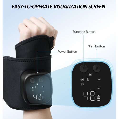 Appareil de massage au poignet EMS chauffant pour soulager la ténosynovite Airbag fascia électrique Poignon masseur au poignet masseur multipoint