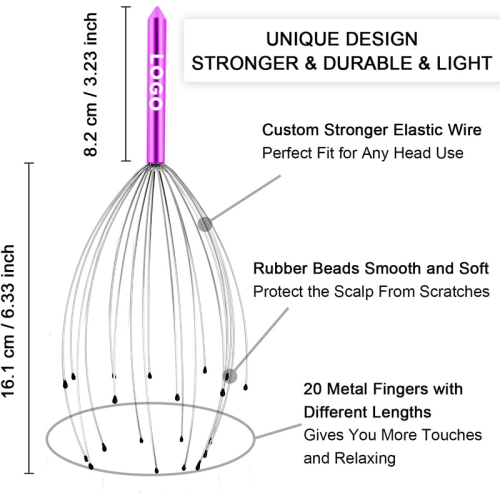 Masseur de tête 20 griffes en acier inoxydable Massage des mollets Soulagement du stress Griffes Masseur de tête en fil métallique - BISD-MM068