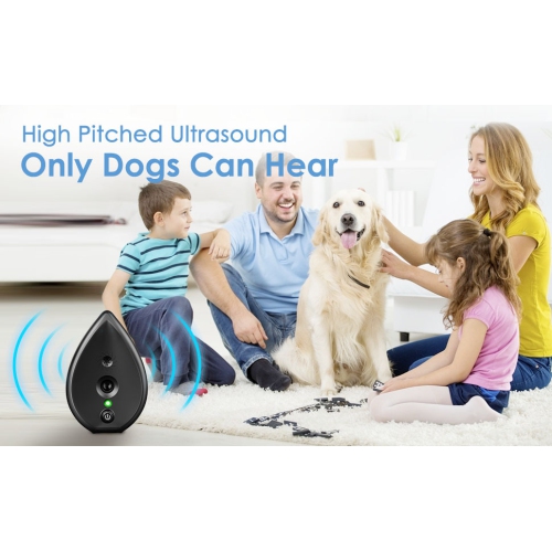 Dog anti-barking device, rechargeable ultrasonic bark stopper, 3-speed mode/irregular ultrasonic frequency/stop neighbor's dog barking-black