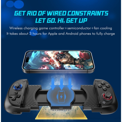 X5 elastic handle, wireless Bluetooth fast charging, Hall rocker, six-axis dual vibration, semiconductor heat dissipation game controller - black +