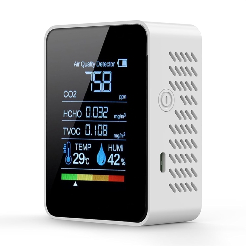 MYACUC  Indoor Air Quality Monitor, 5 In 1 Portable Smart Co2 Monitor for Measuring Co2 | Tvoc | Hcho | Temperature | Humidity