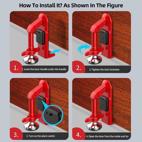 Portable Door Stop Alarm, Enhanced Bottom Safety Door Stop, Door Blocker for Travel, Home, Apartment, Hotel