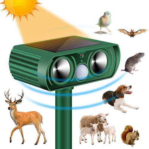 Solar Powered Ultrasonic Mouse Repeller, Waterproof Animal Repeller for Outdoor Use to Repel Cats, Dogs, Foxes, Pests, Mice