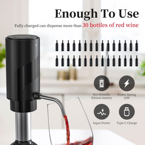 Electric Wine Decanter, USB Rechargeable Wine Dispenser, Automatic Wine Pourer, Holiday Gift for Wine Lovers
