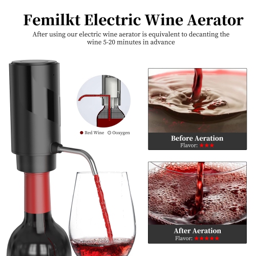 Electric Wine Decanter, USB Rechargeable Wine Dispenser, Automatic Wine Pourer, Holiday Gift for Wine Lovers