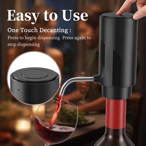Electric Wine Decanter, USB Rechargeable Wine Dispenser, Automatic Wine Pourer, Holiday Gift for Wine Lovers