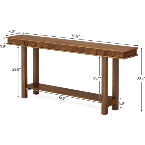 Tribesigns – Table console extra longue de 70,9 po, table de canapé en bois derrière le canapé, table d'appoint longue à 2 niveaux