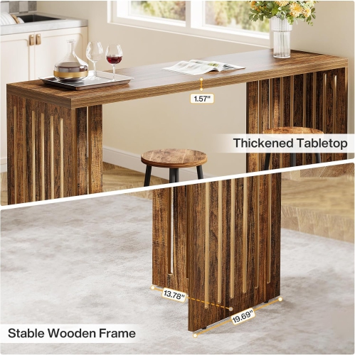 Tribesigns Bar Table, 63-Inch Counter Height Pub Table, Industrial Bar Height Table,Dining Counter Tables