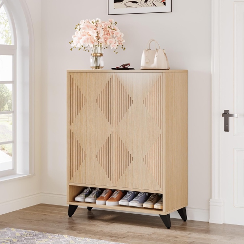 Tribesigns Shoe Cabinet with Doors, 6-Tier Entryway Shoe Storage Cabinet with Adjustable Shelves