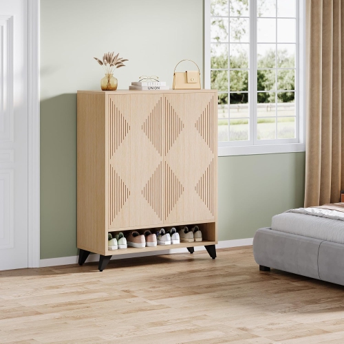 Tribesigns Shoe Cabinet with Doors, 6-Tier Entryway Shoe Storage Cabinet with Adjustable Shelves