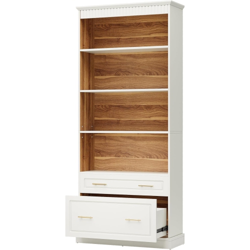 Tribesigns 5-Shelf Bookcase with File Cabinet Drawer, 72" Tall Black Bookshelf, Modern Free-Standing Wood Bookcase
