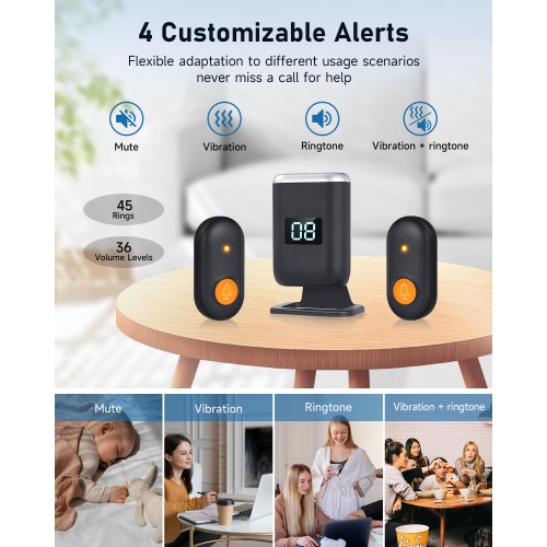 Elderly Life Alarm System, Portable Wireless Alarm, Patient Help Alarm, Effective Range 1000 Feet, No Monthly Fee