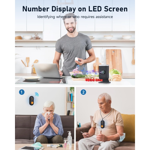 Elderly Life Alarm System, Portable Wireless Alarm, Patient Help Alarm, Effective Range 1000 Feet, No Monthly Fee