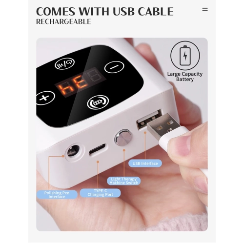 Perceuse à ongles portative 2 en 1 et lampe à ongles, meuleuse à ongles électrique 45 000 tr/min avec sable de perçage, amovible et