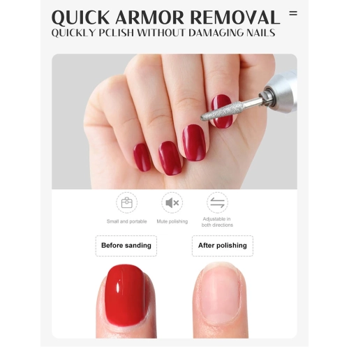 Perceuse à ongles portative 2 en 1 et lampe à ongles, meuleuse à ongles électrique 45 000 tr/min avec sable de perçage, amovible et