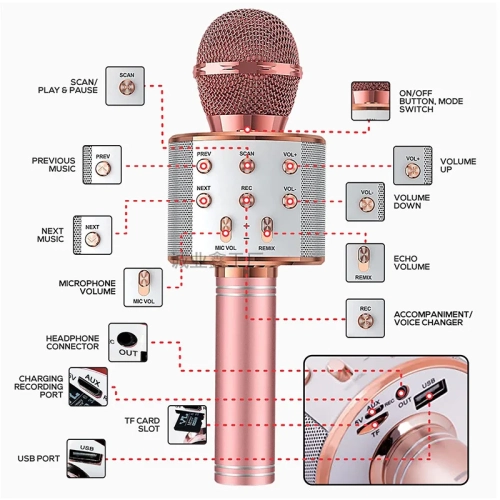 ws858 mobile k song treasure family ktv wireless bluetooth condenser microphone children k song microphone speaker integrated gift suitable for