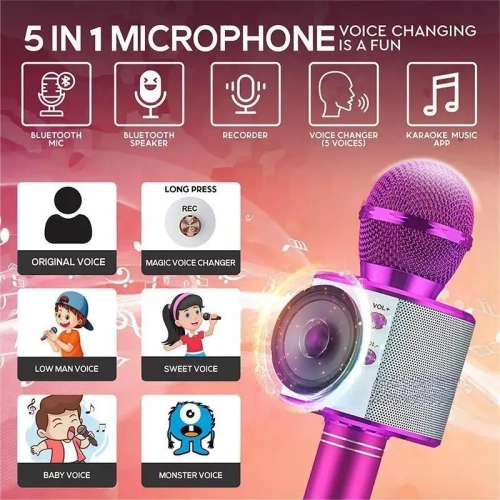 ws858 mobile k song treasure family ktv microphone à condensateur bluetooth sans fil pour enfants k chanson microphone haut-parleur intégré cadeau