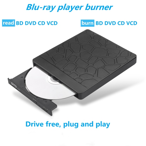 Graveur Blu-ray externe, USB 3.0+Type-C universel de bureau BD/DVD/CD graveur de cartes 5-en-1, lecteur optique multifonction - Noir