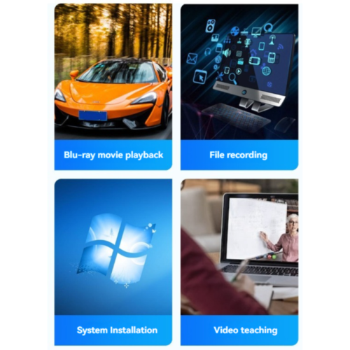 USB3.0 external Blu-ray burner, mobile BD-RW optical drive, supports full-region disc + dual-port power supply, can be connected to laptops and