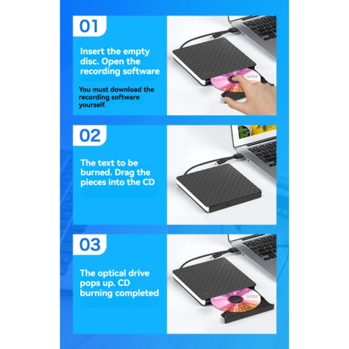 USB3.0 external Blu-ray burner, mobile BD-RW optical drive, supports full-region disc + dual-port power supply, can be connected to laptops and