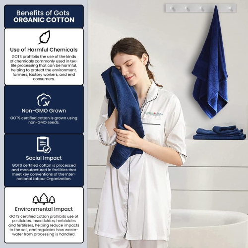 Canadian Linen Premium Bath Towels Set, 4 Pack, 26”x52” 500 GSM, Soft Absorbent Ring Spun Terry Cotton Lightweight Quick Dry Color Towels, Home