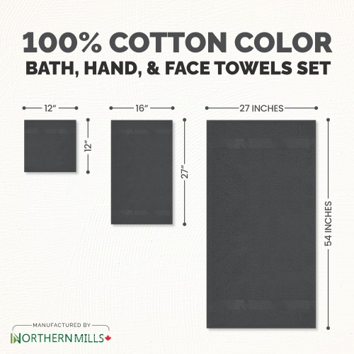 Canadian Linen Economy Bathroom Towel Set, 6 Pack: 2 Bath Towels 2 Hand Towels 2 Washcloths, 100% Cotton Soft Absorbent Light Weight Multipurpose