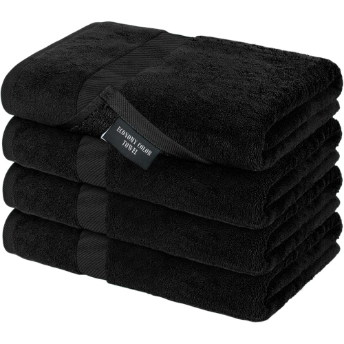 CANADIAN LINEN  Economy Bath Towel Set, 4 Pack, 27”X54” 100% Cotton Color Terry Towels Soft Absorbent Lightweight Quick Dry Bathroom Towels For