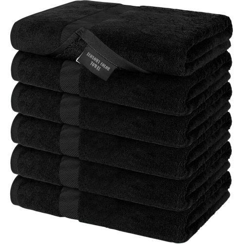 CANADIAN LINEN  Economy Medium Bath Towels Set, 24”X48”, 6 Pack, Lightweight Quick Dry Terry Cotton Towel, Soft Absorbent Color Bathroom Towels