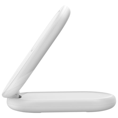 Belkin 15W Qi2 Wireless Charging Stand with MagSafe for iPhone & Apple AirPods - White