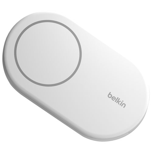 Belkin 15W Qi2 Wireless Charging Stand with MagSafe for iPhone & Apple AirPods - White