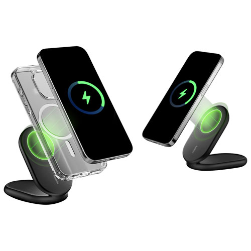 Belkin 15W Qi2 Wireless Charging Stand with MagSafe for iPhone & Apple AirPods - Black