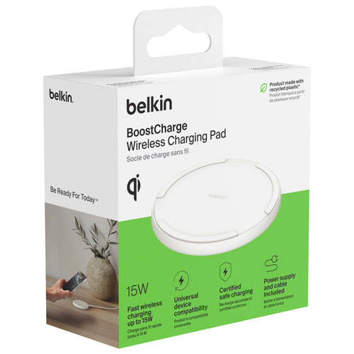 Tapis de chargement sans fil Qi2 de 15 W avec MagSafe de Belkin - Blanc