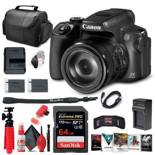 CANON  Powershot Sx70 Hs Digital Camera (3071C001) + 64GB Card + More