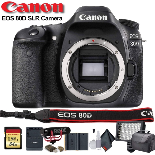 Appareil photo reflex numérique EOS 80D de Canon avec sac, batterie supplémentaire, lampe LED, micro, filtres et plus encore - Ensemble avancé
