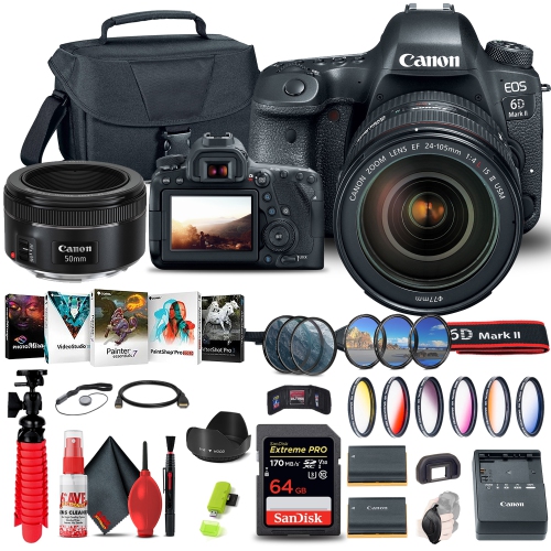 Canon EOS 6D Mark II Camera with 24-105mm f/4L II Lens Ultimate Graphic Bundle