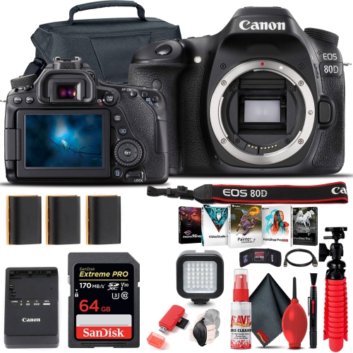 Appareil photo reflex numérique EOS 80D de Canon (1263C004) + carte 64 Go + étui Pro