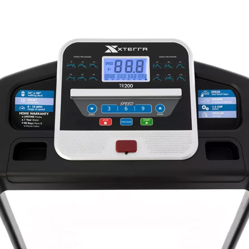 Xterra Fitness TR200 Folding Treadmill 2.25 HP | 16" X 50" Running Surface |5.5" LCD Display Blue Backlit - 16004402000