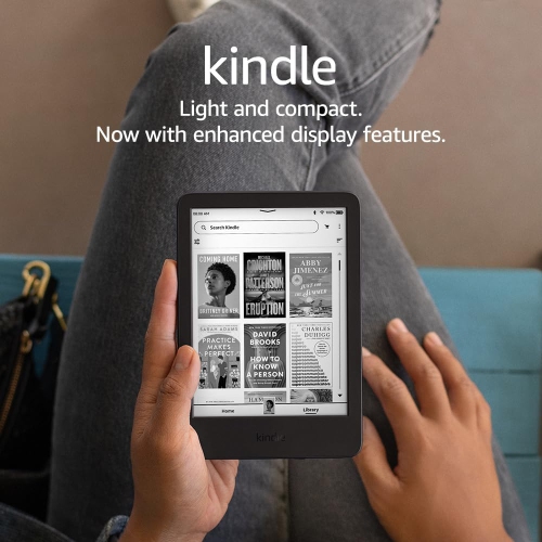 Kindle - 2024 - Lightest and most compact Kindle, with glare-free display, faster page turns, adjustable front light, and long battery life - Black +