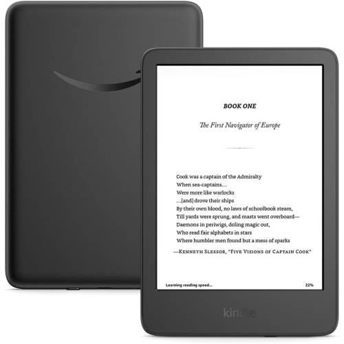 Kindle - 2024 - Lightest and most compact Kindle, with glare-free display, faster page turns, adjustable front light, and long battery life - Black +